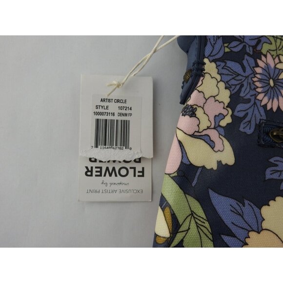 New Sakroots Artist Circle Crossbody Bag Flower Power Print Blue Denim Purse - Picture 3 of 9